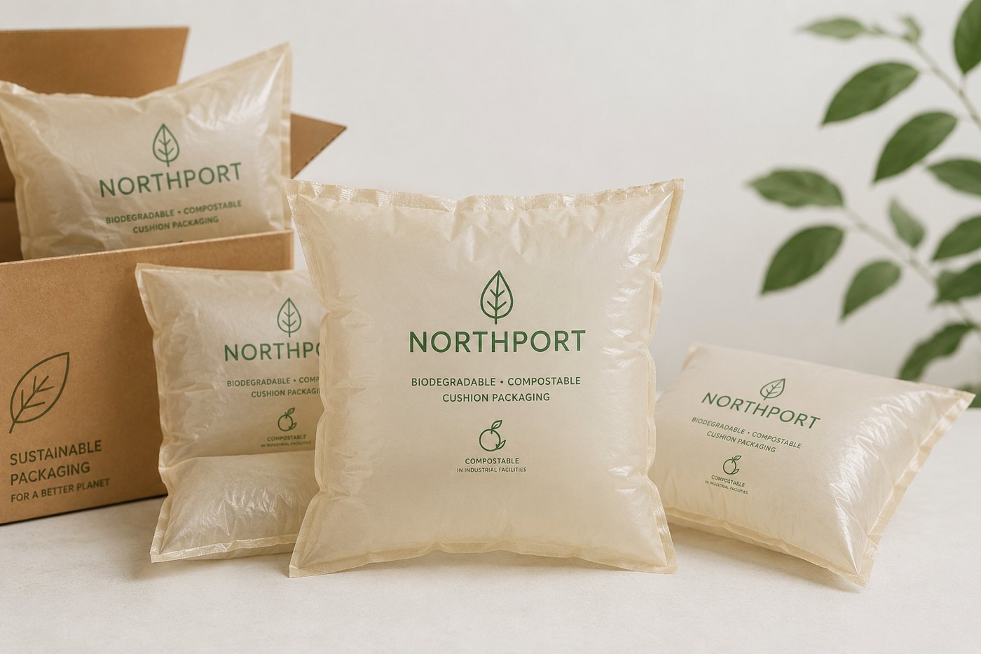 Custom biodegradable air pillows with brand logo for eco packaging