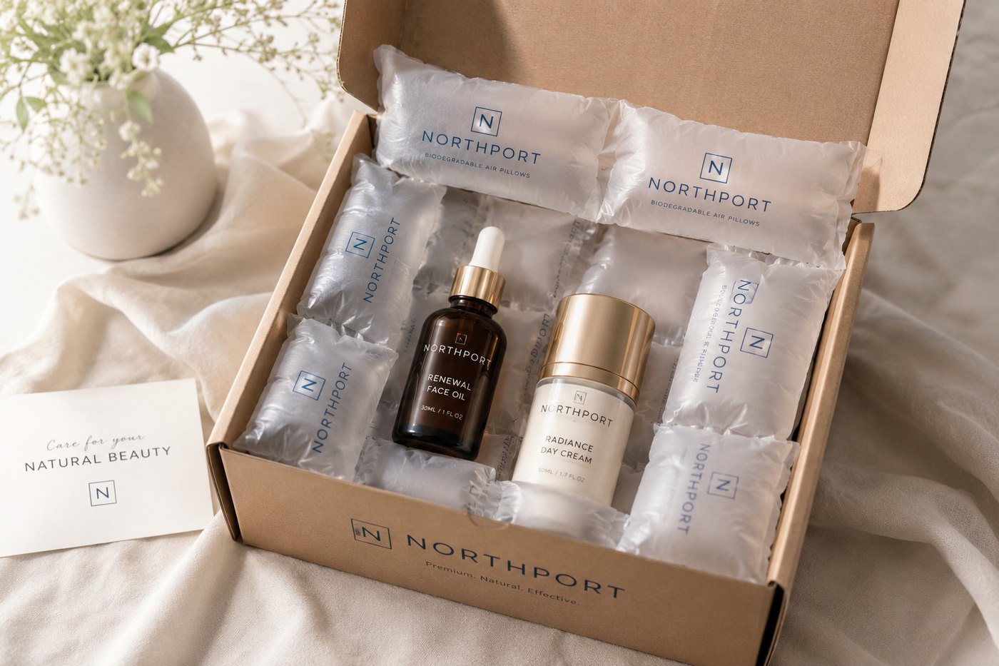 Custom branded air pillows for health and beauty brands