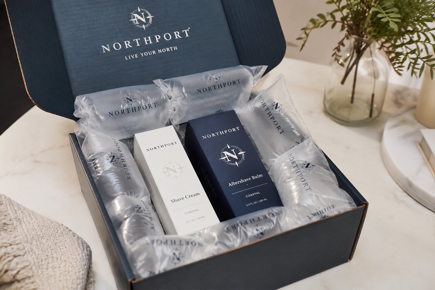 Custom branded air pillows in a subscription box