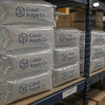 Wholesale printed air pillows on a warehouse shelf